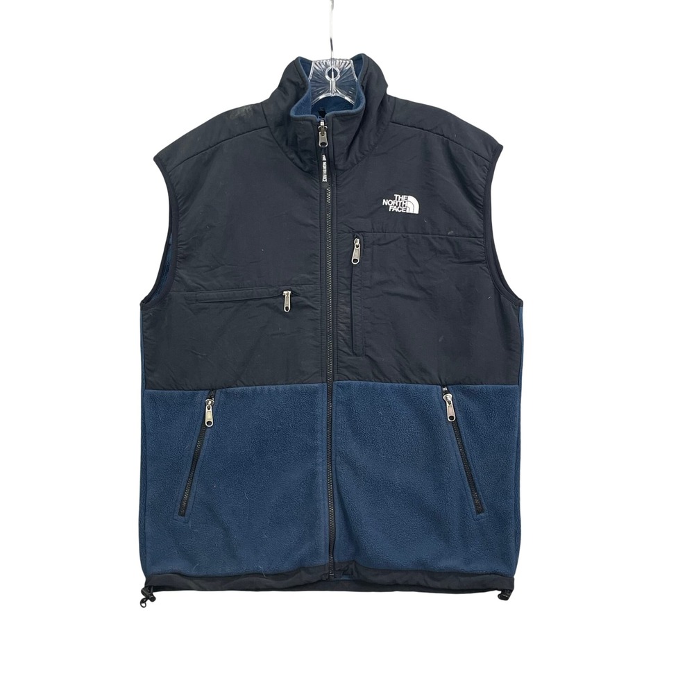 The North Face Denali Vest Men Medium Blue Black Fleece Full Zip Colorblock Gorp